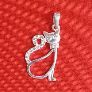 Super Adorable Kitten Cat‎ 925 sterling Silver  Pendant Necklace